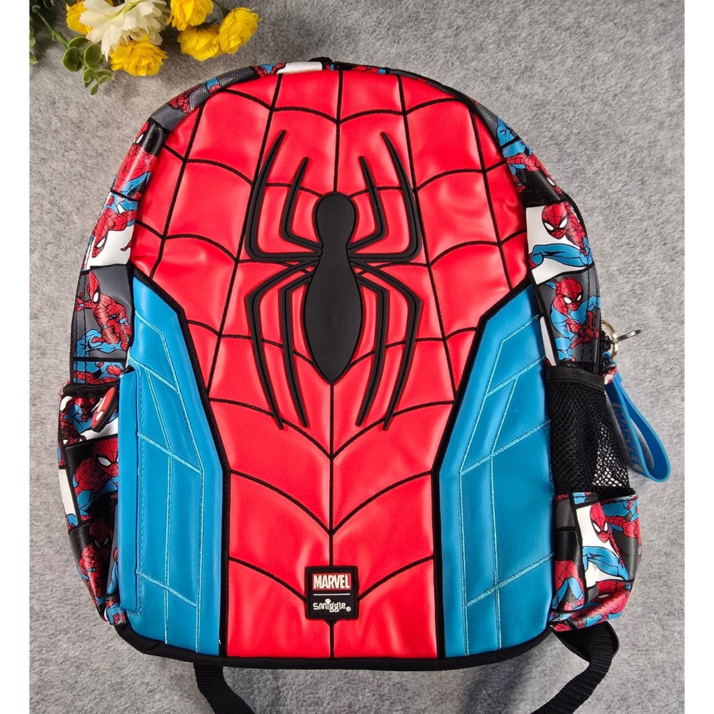 Smiggle Marvel Spider-Man Backpack Superhero Hooded Embossed Bag School